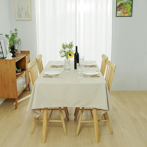 Dimatic Beige Waterproof Rectangle Tablecloth 52 x 70 Inch Linen
