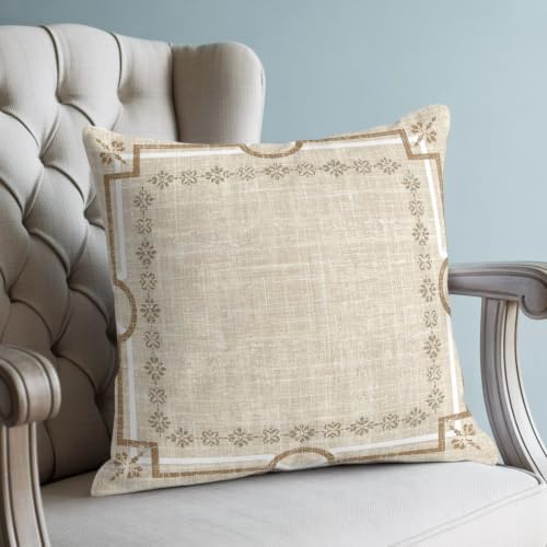 24x24 Pillow Covers Set of 2, Pale Brown Botanical Throw Pillow Covers