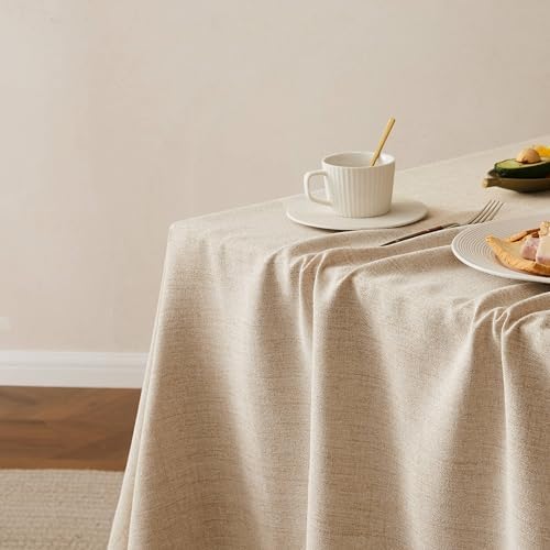 Tassel Linen Round Table Cloth, Natural 52 Inch