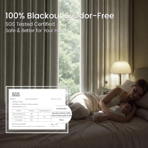 Oat Beige 84 Inch Luxury Linen Blackout Curtains for Bedroom 2 Panels