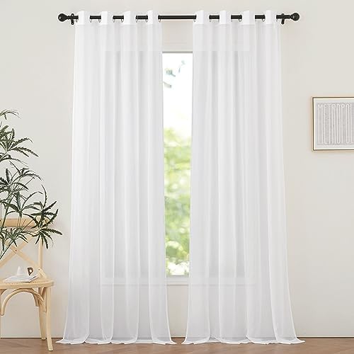 NICETOWN Sheer Curtains 120 inches Length for Windows, Grommet Top