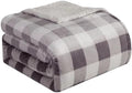 Elegant Comfort Ultra Soft Reversible Buffalo Plaid Flannel Sherpa