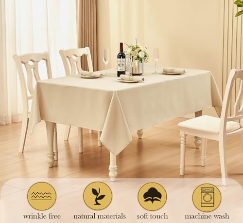 Rectangle Linen Textured Tablecloth Waterproof and Wrinkle Free