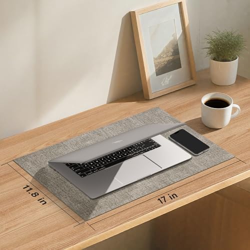 DOLOPL Placemats Set of 8, Reversible Faux Leather Place Mats, Grey