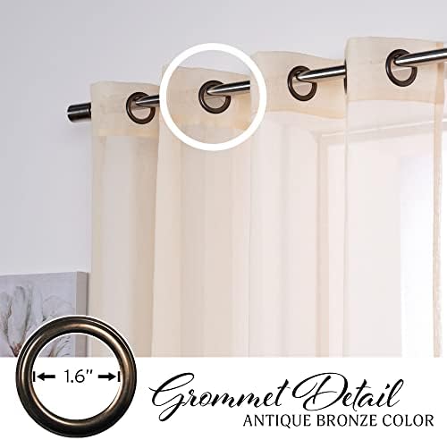 Home Fashion Set of 2 Linen-Textured Semi-Sheer Curtain Panels