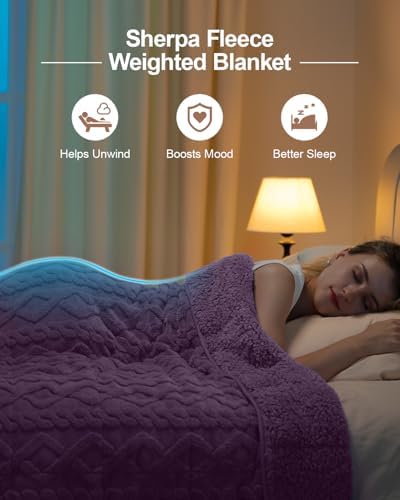 Ultra Soft Sherpa Weighted Blanket for Adults, 48"x72" 15lbs Heavy