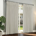 Beige Pinch Pleats 100% Blackout Window Curtains 108 Inches Long 2