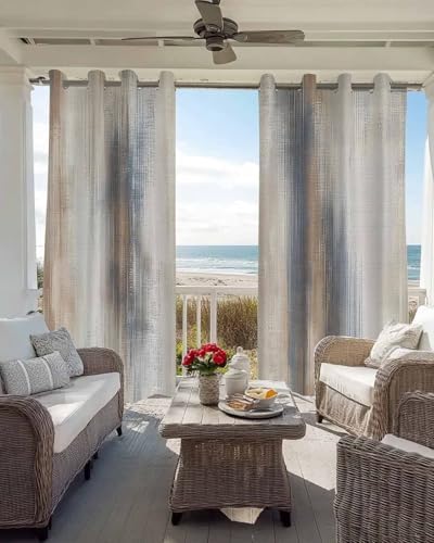 Beige Gray Blackout Curtain 63 Inch Length 2 Panels Set, Abstract