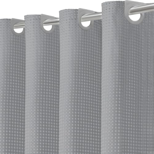 Inhousolu No Hook Shower Curtain with Removable Snap-in Liner, Waffle