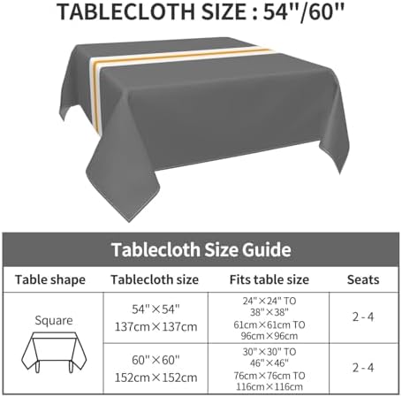 Square Tablecloth, Modern Gray White Yellow Horizontal Stripes Table