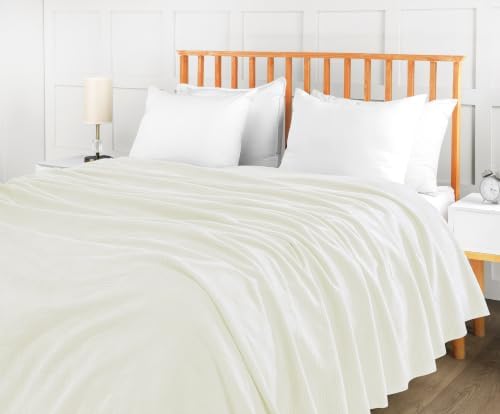 Utopia Bedding 100% Cotton Thermal Blanket Ivory King, 90x108 Inches