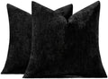 Soft Chenille Black Throw Pillow Covers 18X18 Set of 2|Decorative