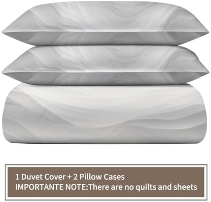Stereo Lines 3D Bedding Set King Size, Relief Gray Gradient