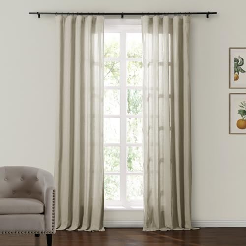 ChadMade Back Tab Window Treatment 84 Inch Length, Textured Light