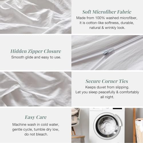 3 Sided Zipper Duvet Cover Set Microfiber 3PCS Twin Size Silver Grey