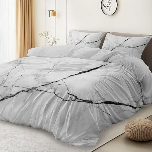Duvet Cover Set Queen Size, Soft Washed Microfiber Abstract Style