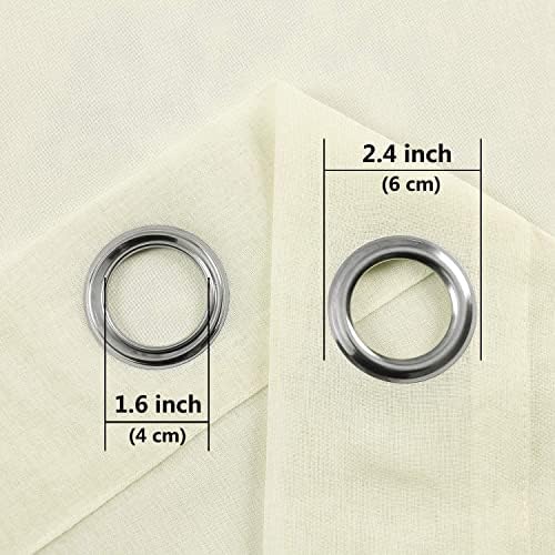 DWCN Ivory Sheer Curtains Linen Look Semi Transparent Voile Grommet