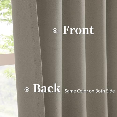 KEQIAOSUOCAI Taupe Blackout Curtains 96 Inches Long 2 Panels Back Tab