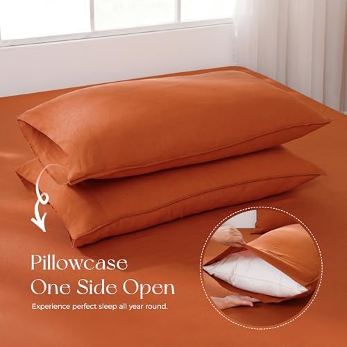Linen World King Size Linen Sheet Set – 4Pcs Solid Color 100% Natural