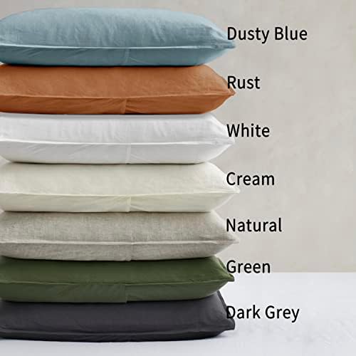 ATLINIA 100% Linen Pillow Shams King Size Rust Linen Pillow Case