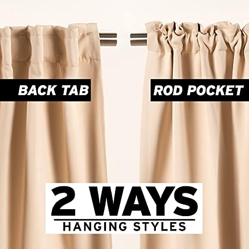 Home Fashion Set of 2 Panels Back Tab Rod Pocket 52x108 Beige