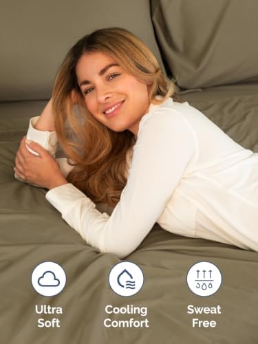 Extra Deep Pocket King Size Sheet Set - Breathable & Cooling - Khaki