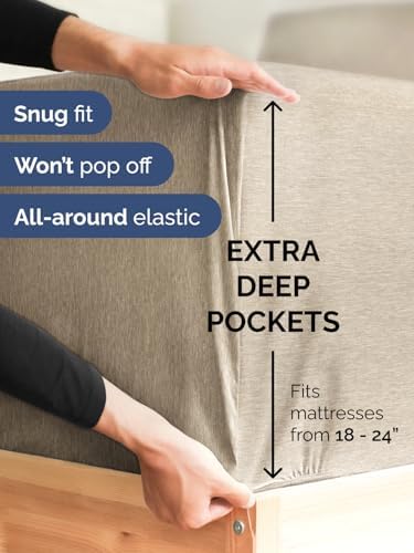 Extra Deep King Sheet Set - 4 Piece Breathable & Cooling - Heathered