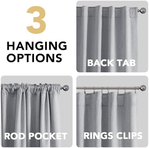 H.VERSAILTEX Upgraded 100% Blackout Curtains 96 Inches Long Back Tab