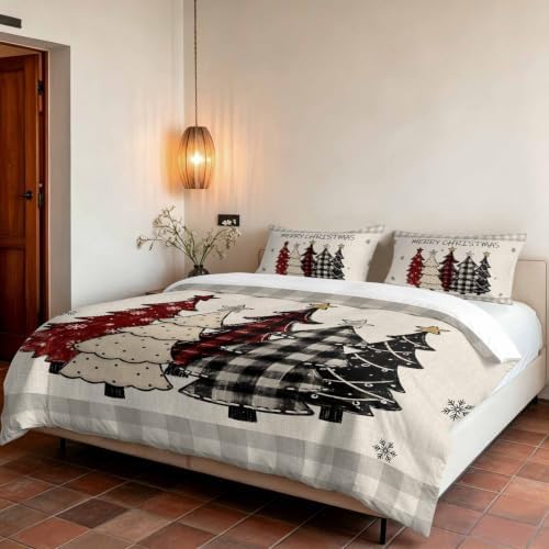 Merry Christmas Duvet Cover Set 3 Pieces with Zipper Closure, Xmas