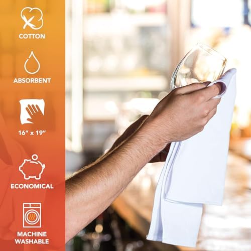 Arkwright Bar Mop Towels Bulk, Case of 60, 100% Cotton Kitchen