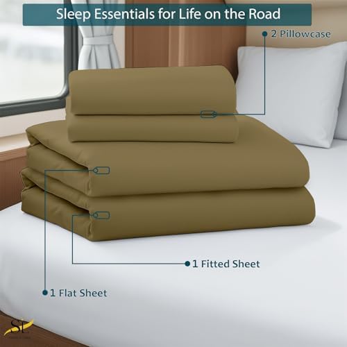 Shreem Linen RV Short Queen Sheets 60x75, 100% Egyptian Cotton 4-Piece