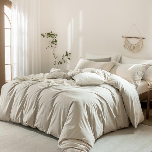 3Pcs Light Gray Super King Plus Duvet Cover Set Washed Cotton
