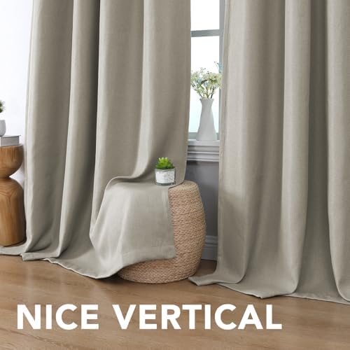 H.VERSAILTEX Linen Blackout Curtain 96 Inches Long for Bedroom/Living