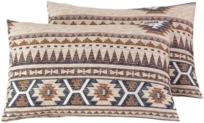 YuHeGuoJi Retro Aztec Pillow Cases King 100% Cotton Boho Geometric