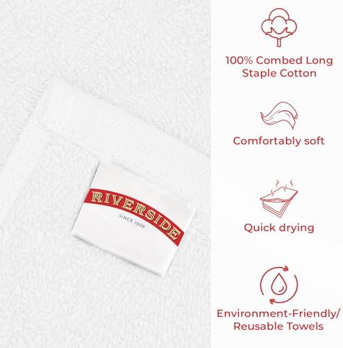 RIVERSIDE 12 Pack Kitchen Bar Mop Towels, 16x19 Inches, 100% Cotton