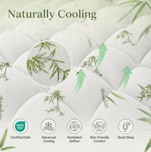 2 Inch Mattress Topper Queen - Viscose Derived from Bamboo,White