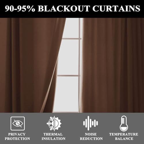 Fcosie 42" Wx108 L Rod Pocket Back Tab Blackout Curtains for Living