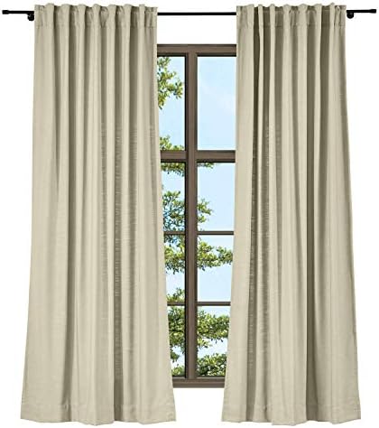 TWOPAGES Light Reducing Solid Beige Back Tab Drape for Door Window