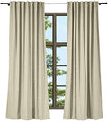 TWOPAGES Light Reducing Solid Beige Back Tab Drape for Door Window