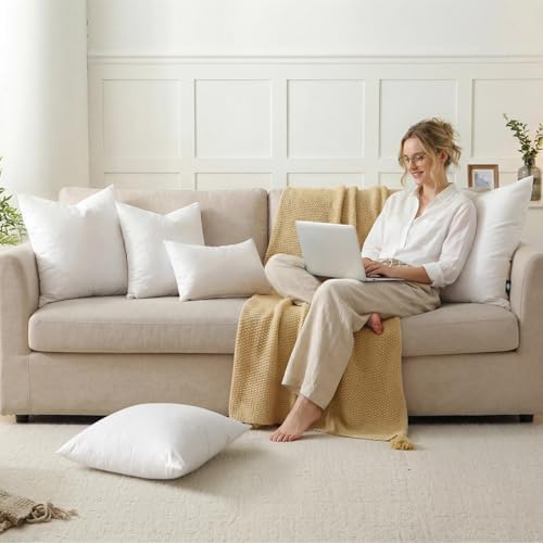 BPC Luxury Feather Down 20x20 Pillow Inserts Set of 2, Soft Fluffy