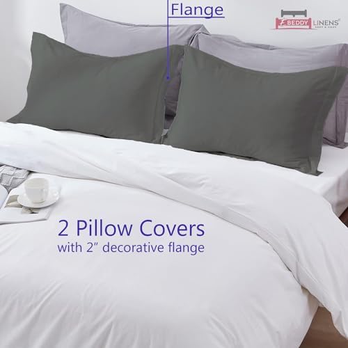 eBeddy Linens Microfiber Duvet Cover Set Full/Queen 90x90, Dark Grey