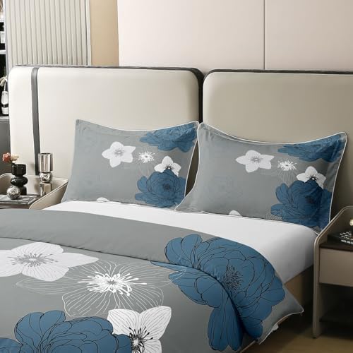 jejeloiu Vintage Floral Duvet Cover 100% Cotton Queen Size Boys Girls