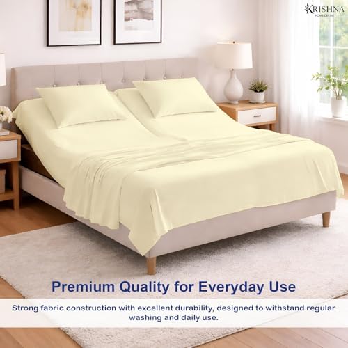 KRISHNA Split Head King Sheet Set 4 Piece, 100% Egyptian Cotton Split