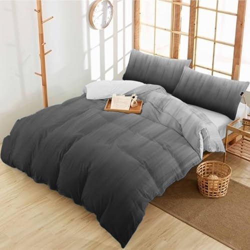 Duvet Cover Set Queen, Modern Gray Ombre Textured 3 Piece Bedding Set