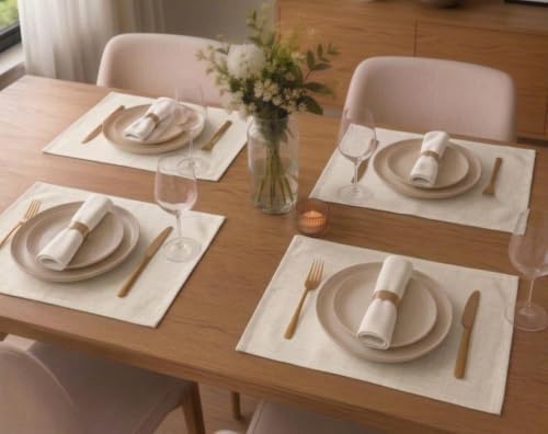 Luxury Off White Matka Cotton Placemats, Handmade Solid Color Table