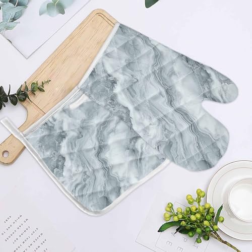 Quilted Cotton Terry Cloth Oven Mitt, Pot Holder Marble Ripple Art