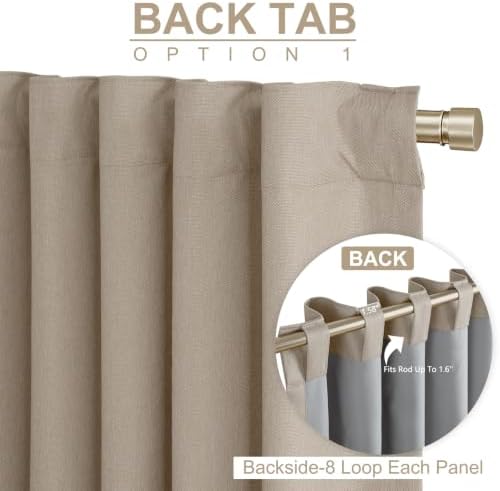 Linen Total Blackout Curtains for Bedroom 84 Inch Long Burlywood Birch