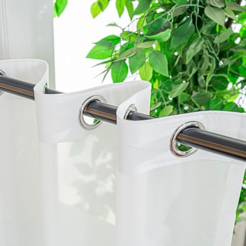 Ivory Sheer Curtains 96 Inches Long, Grommet Semi-Transparent Light