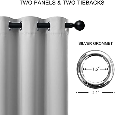 100% Blackout Curtains 63 inch Length 2 Panels 52x63 Light Gray