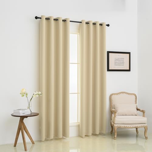 Pickluc Grommet Blackout Curtains 84 Inches Long 2 Panels, Light